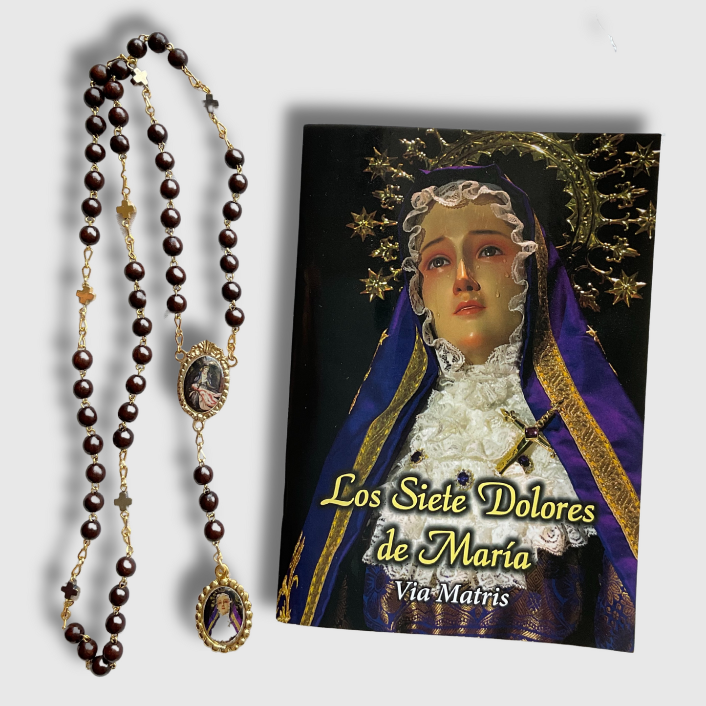 Libro Siete Dolores de la Virgen con Rosario de los siete Dolores.