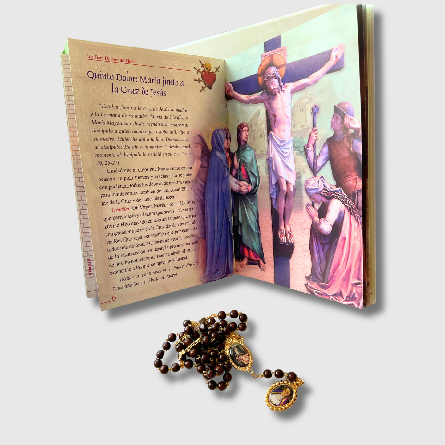 Libro Siete Dolores de la Virgen con Rosario de los siete Dolores.