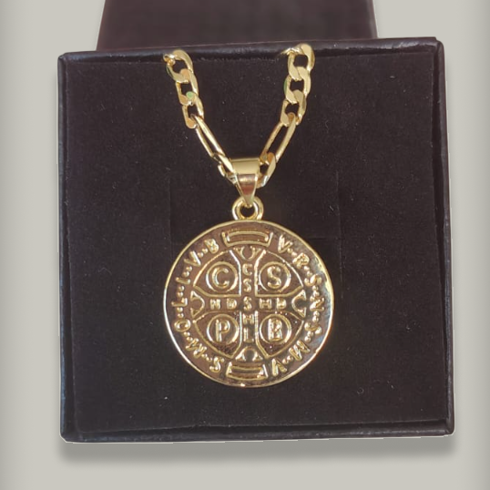 Medalla San Benito en oro laminado