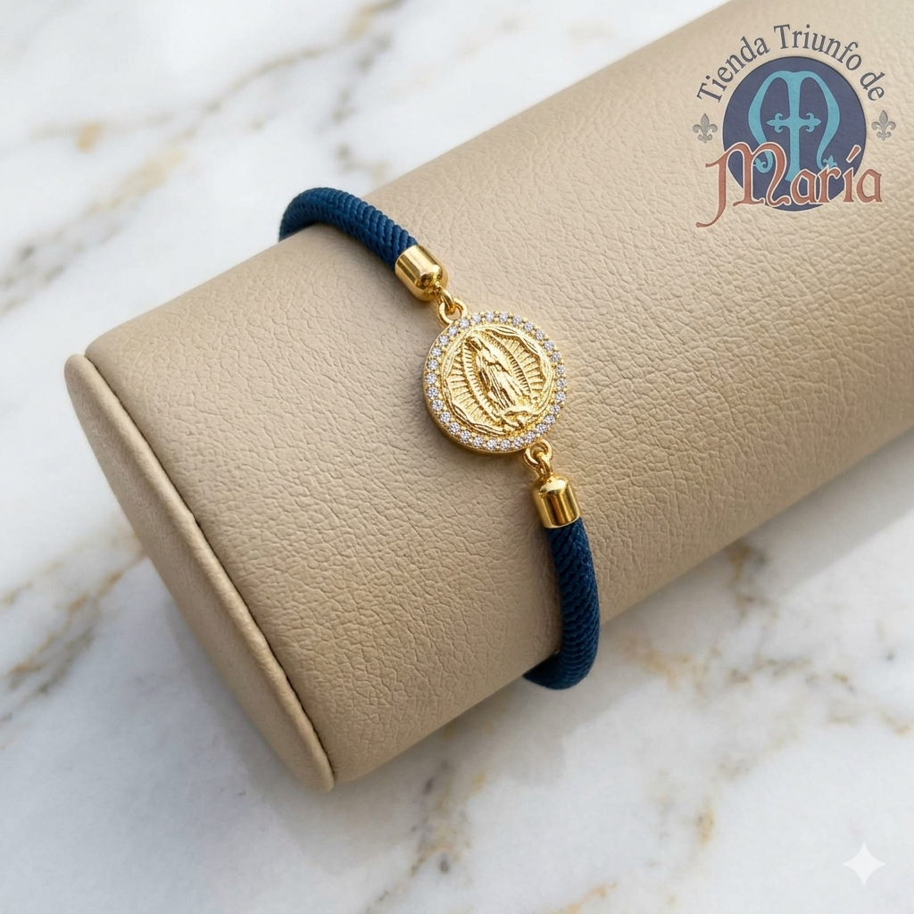 Pulsera Poliéster Azul Virgen de Guadalupe