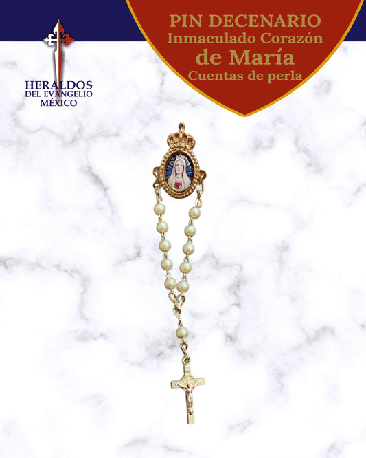 Pin Virgen de Fatima con decenario rosario y Cruz.