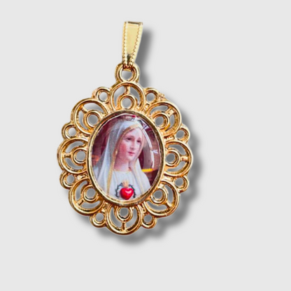 Medalla Virgen de Fátima y Detente (DOBLE VISTA)