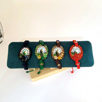 Pulsera Tejida Medalla San Judas Tadeo Decorada