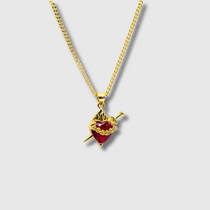 Dije Corazón de cristal rojo.
