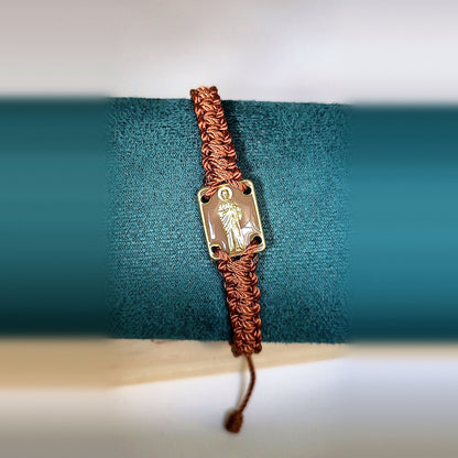 Pulsera de Hilo con Placa Metal San Judas Tadeo