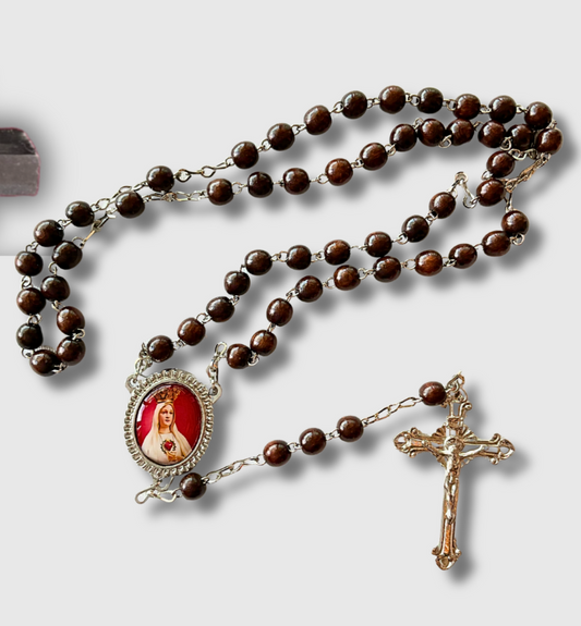 Rosario de Madera Virgen de Fátima