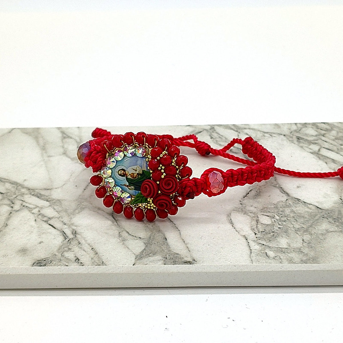 Pulsera Tejida Medalla San Judas Tadeo Decorada