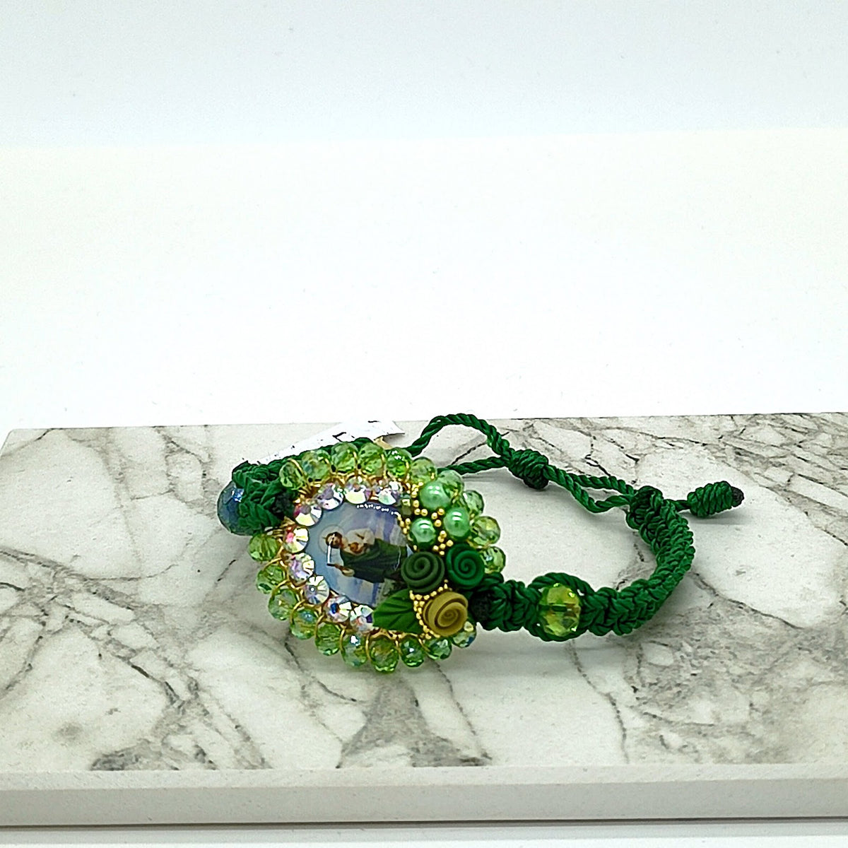 Pulsera Tejida Medalla San Judas Tadeo Decorada