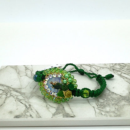 Pulsera Tejida Medalla San Judas Tadeo Decorada