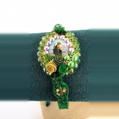 Pulsera Tejida Medalla San Judas Tadeo Decorada
