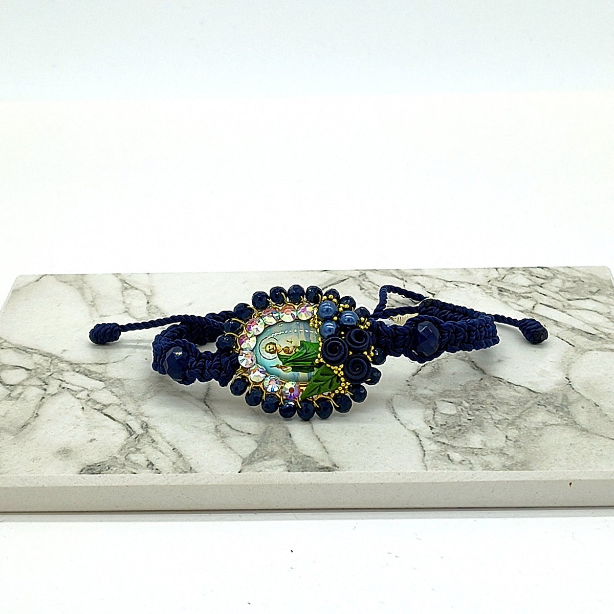 Pulsera Tejida Medalla San Judas Tadeo Decorada