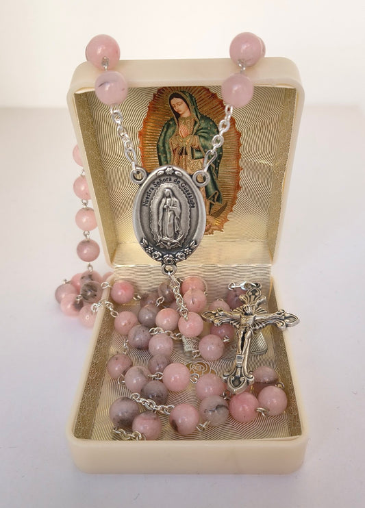 Rosario Jade #8 Rosa Jaspe Virgen de Guadalupe