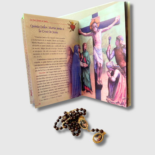 Libro + Rosario de los Siete Dolores de la Virgen