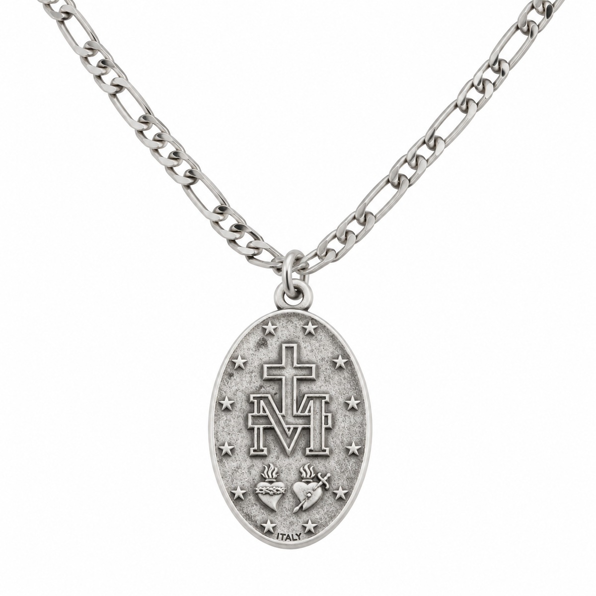 Cadena de acero + Medalla Milagrosa Italiana