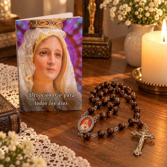 Devocionario + Rosario de Madera