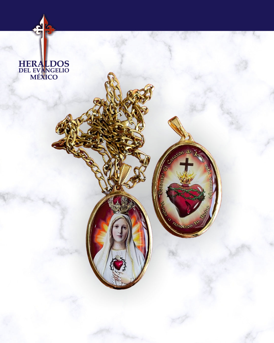 Devotional with chain and medal of the Immaculate Heart of Mary