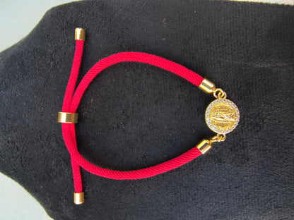 Pulsera Poliéster Rojo Intenso Virgen de Guadalupe