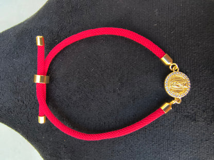Pulsera Poliéster Rojo Intenso Virgen de Guadalupe