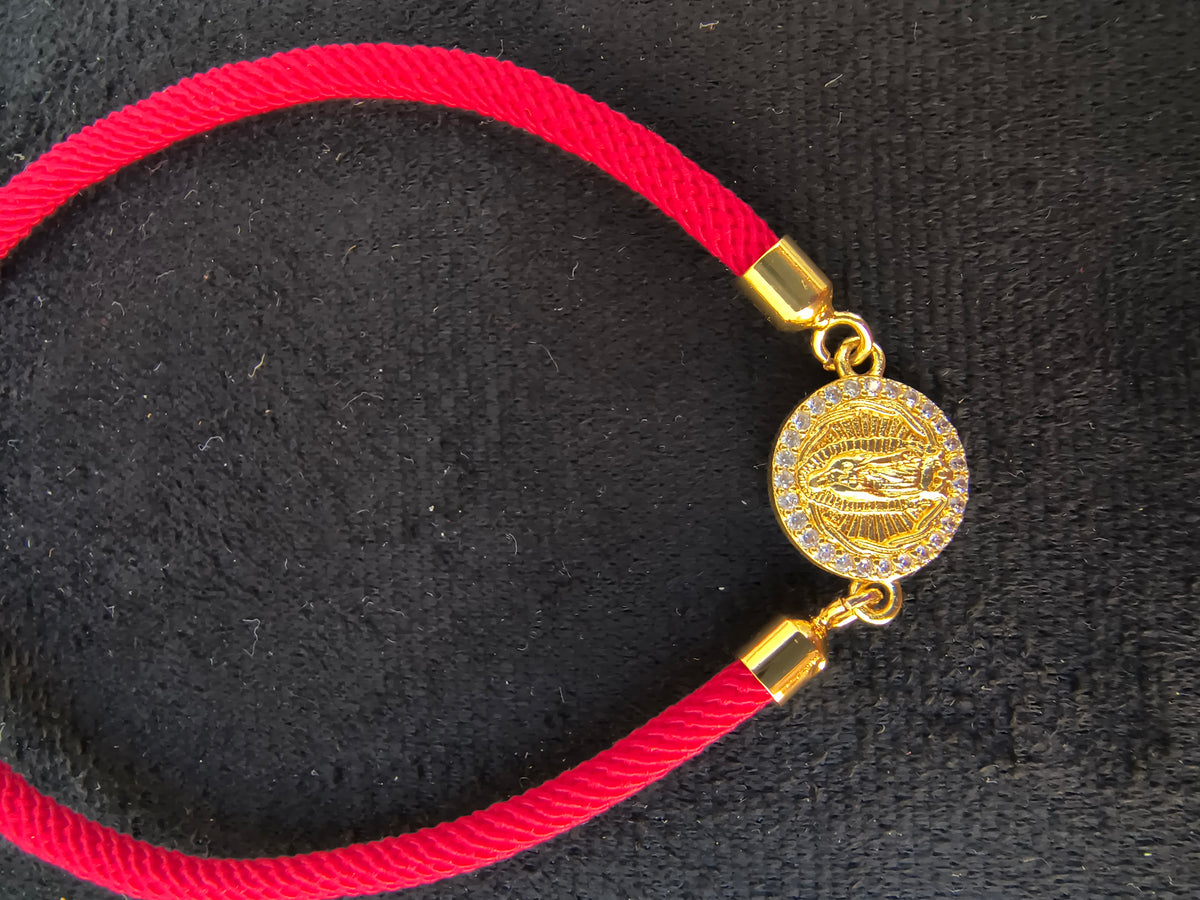 Pulsera Poliéster Rojo Intenso Virgen de Guadalupe