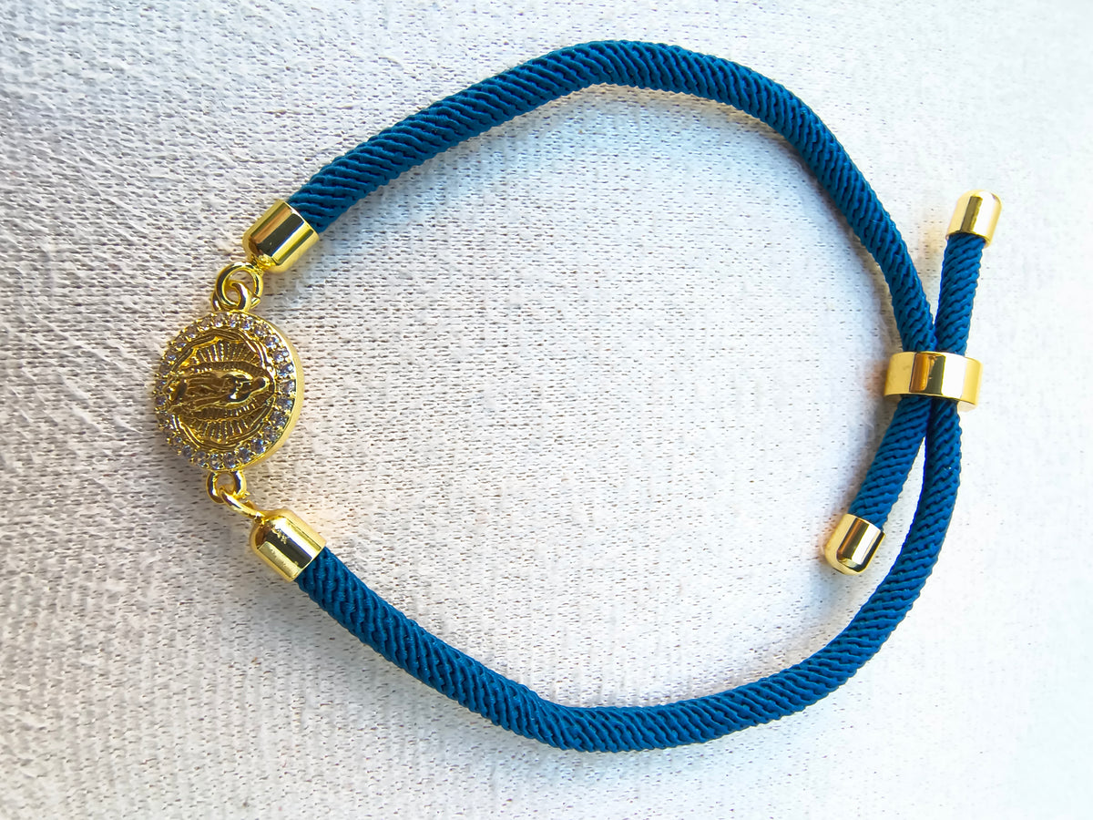Pulsera Poliéster Azul Virgen de Guadalupe