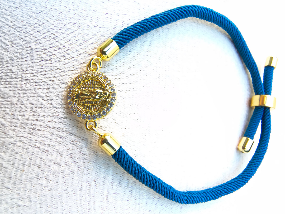 Pulsera Poliéster Azul Virgen de Guadalupe