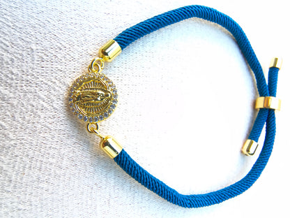 Pulsera Poliéster Azul Virgen de Guadalupe