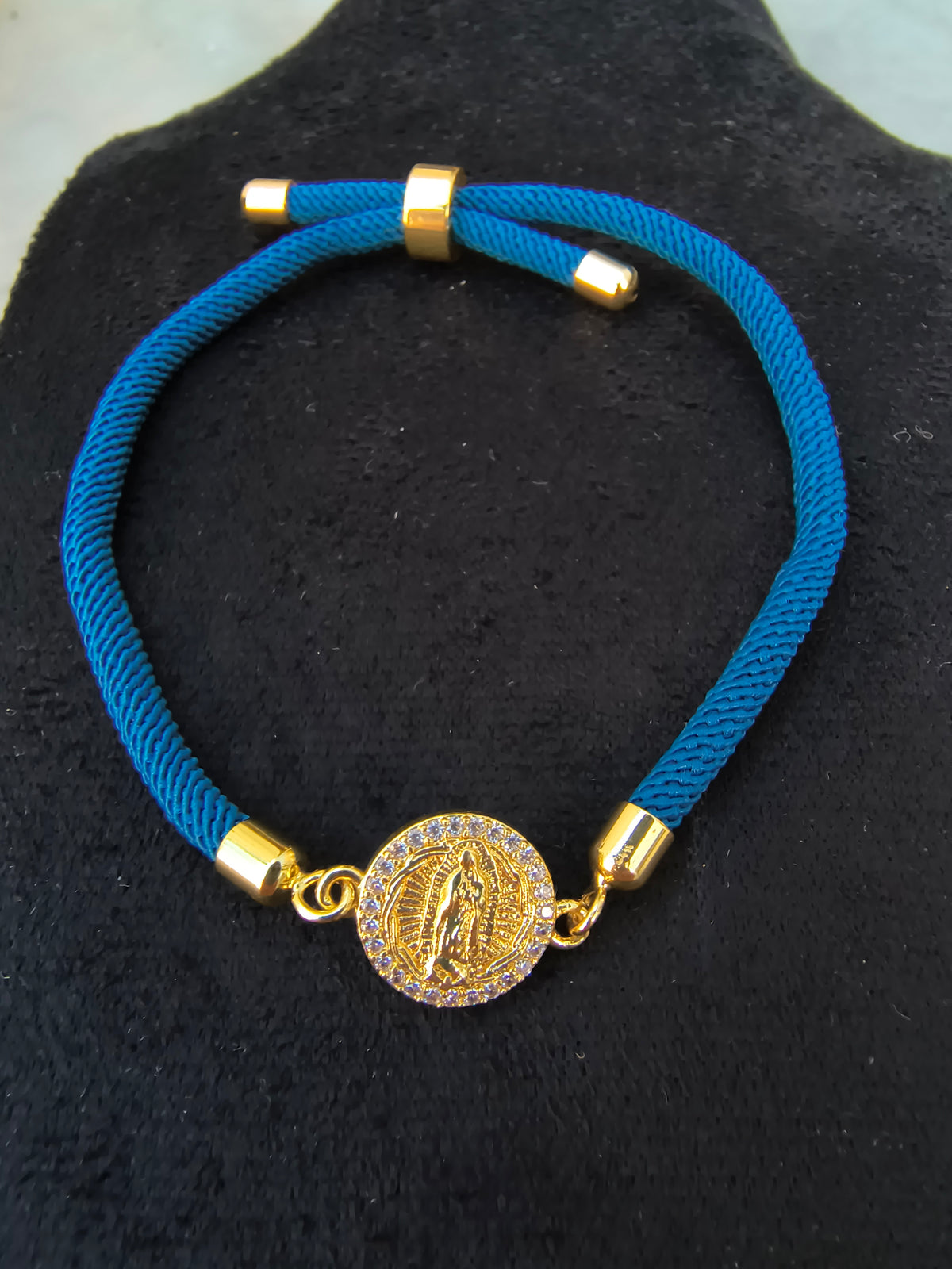 Pulsera Poliéster Azul Virgen de Guadalupe