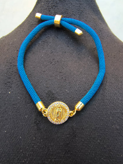 Pulsera Poliéster Azul Virgen de Guadalupe