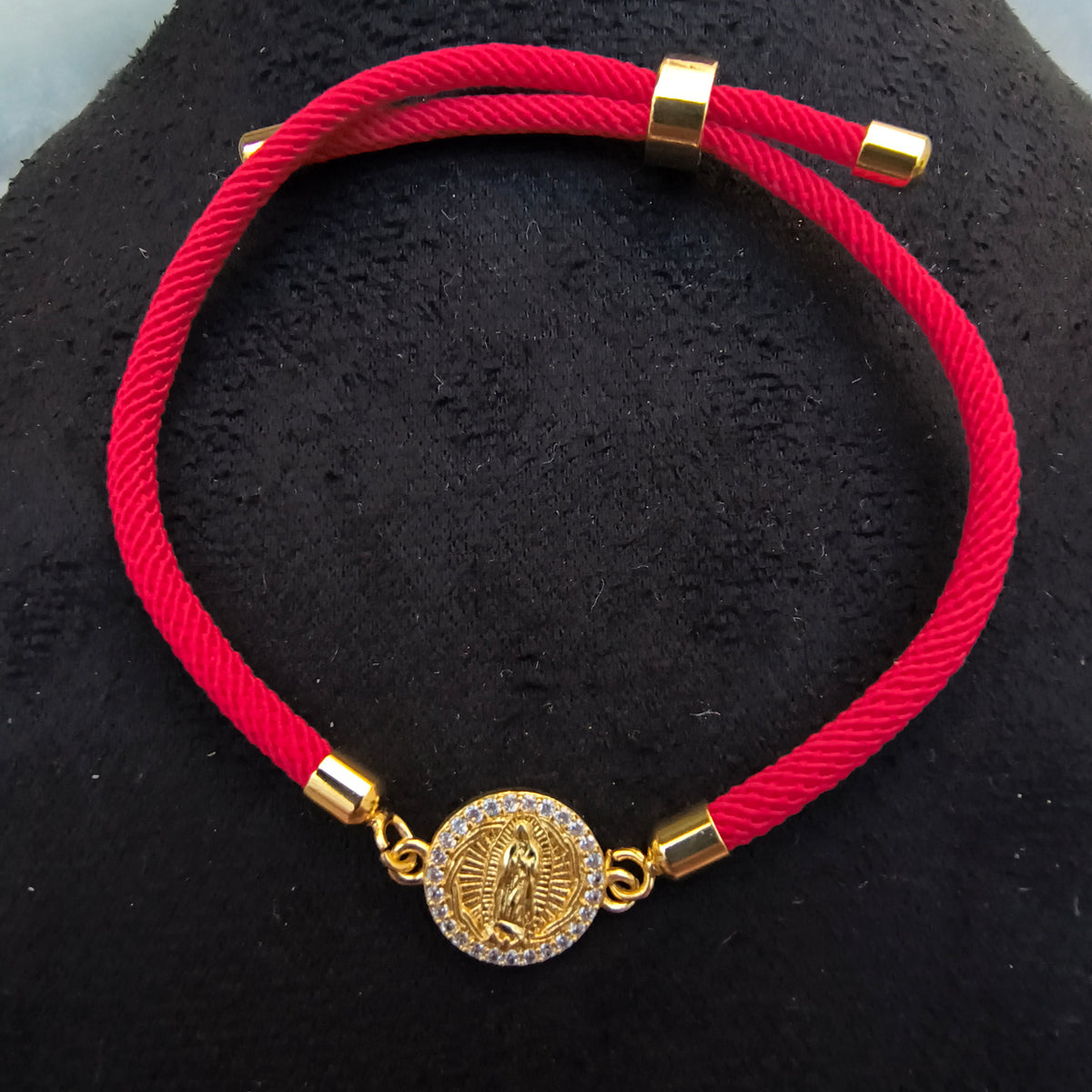 Pulsera Poliéster Rojo Intenso Virgen de Guadalupe