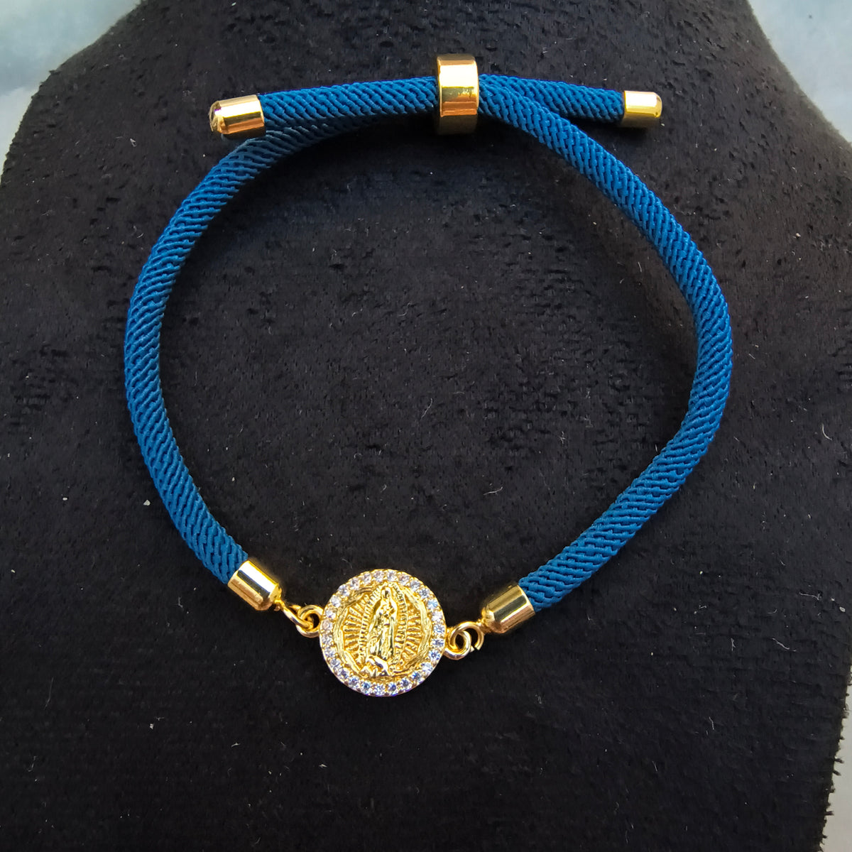 Pulsera Poliéster Azul Virgen de Guadalupe
