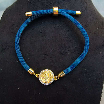 Pulsera Poliéster Azul Virgen de Guadalupe