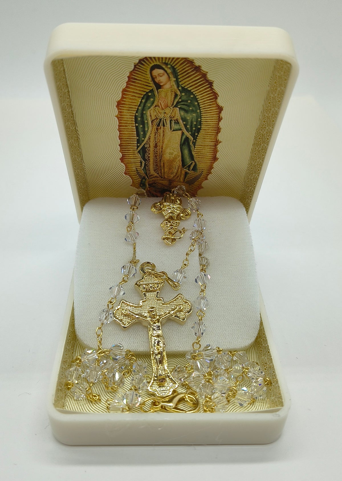 Collar Rosario Cristal Cortado Baño de Oro #5