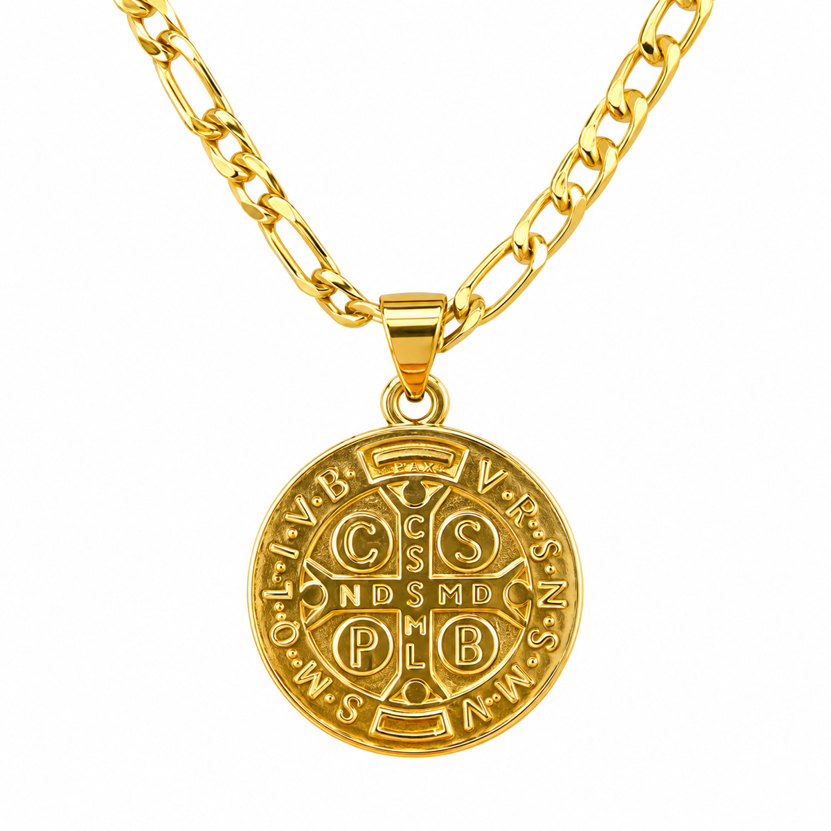 Medalla San Benito en oro laminado