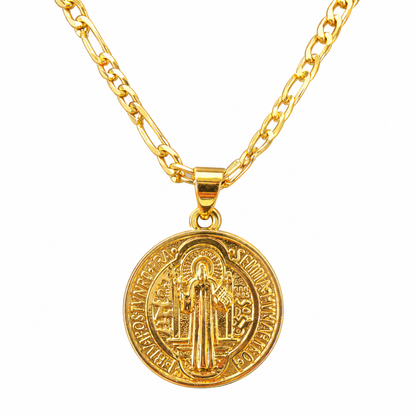 Medalla San Benito en oro laminado
