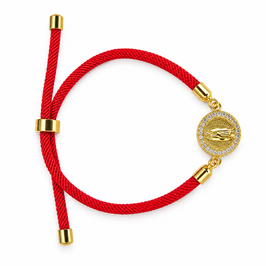 Pulsera Poliéster Rojo Intenso Virgen de Guadalupe