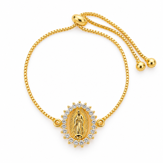Pulsera de Caja con Esfera Ajustable Virgen de Guadalupe