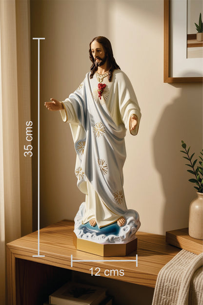 Figura devocional Sagrado Corazón de Jesús Manto Blanco