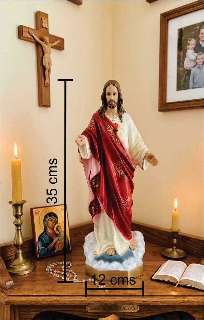Figura devocional Sagrado Corazón de Jesús Manto Rojo