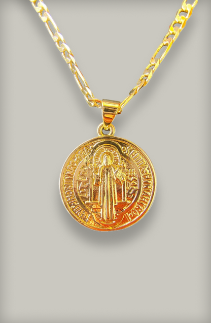 Medalla San Benito en oro laminado