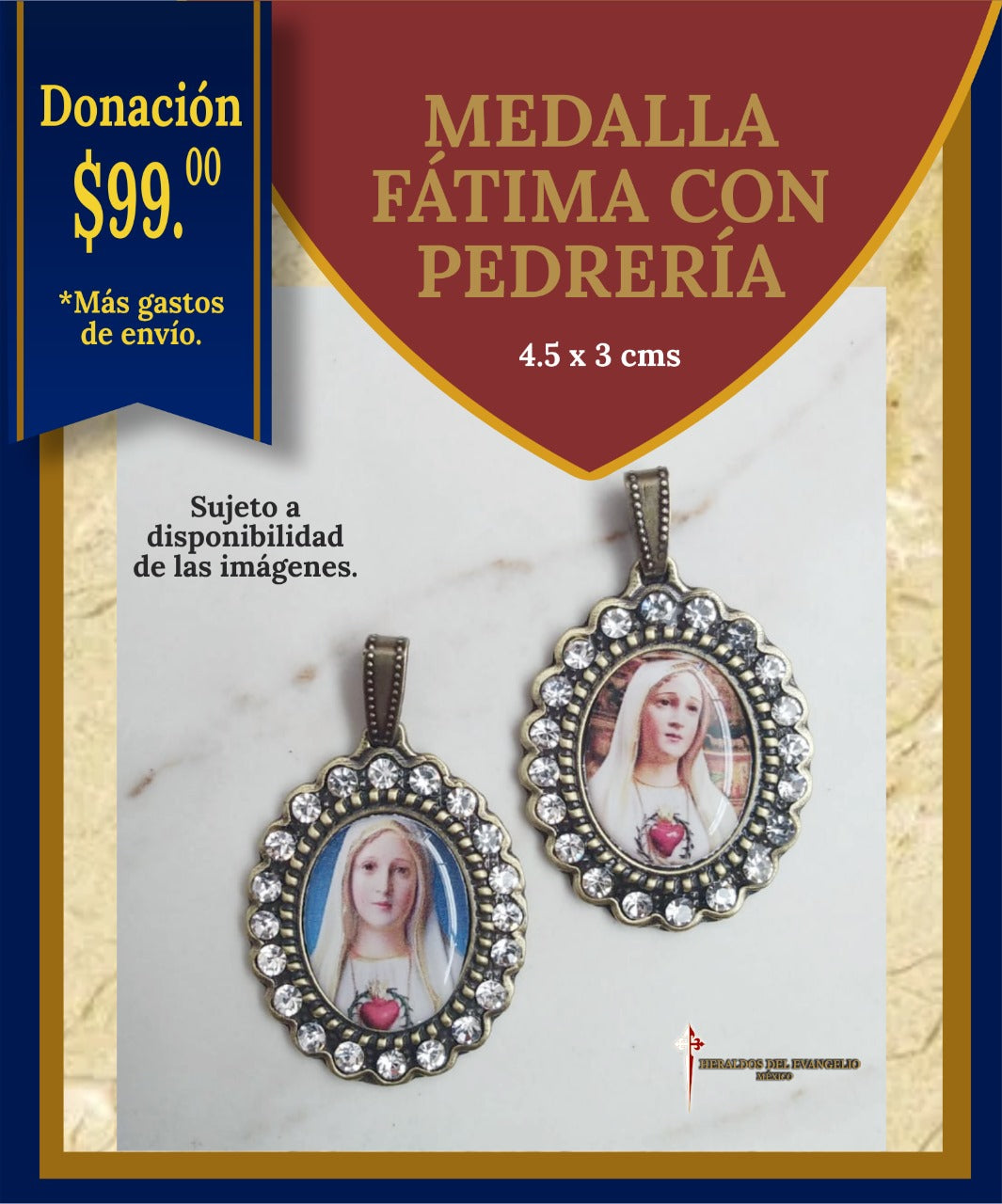 Medalla Virgen de Fátima con Pedrería