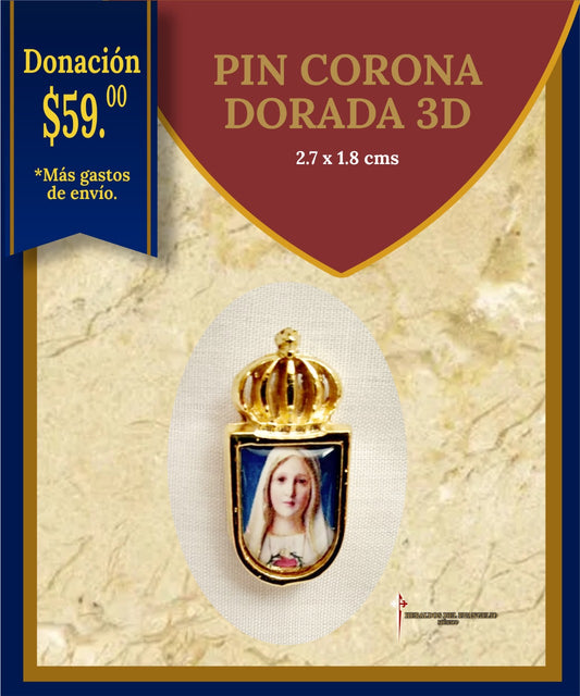 Pin Corona Dorada 3d