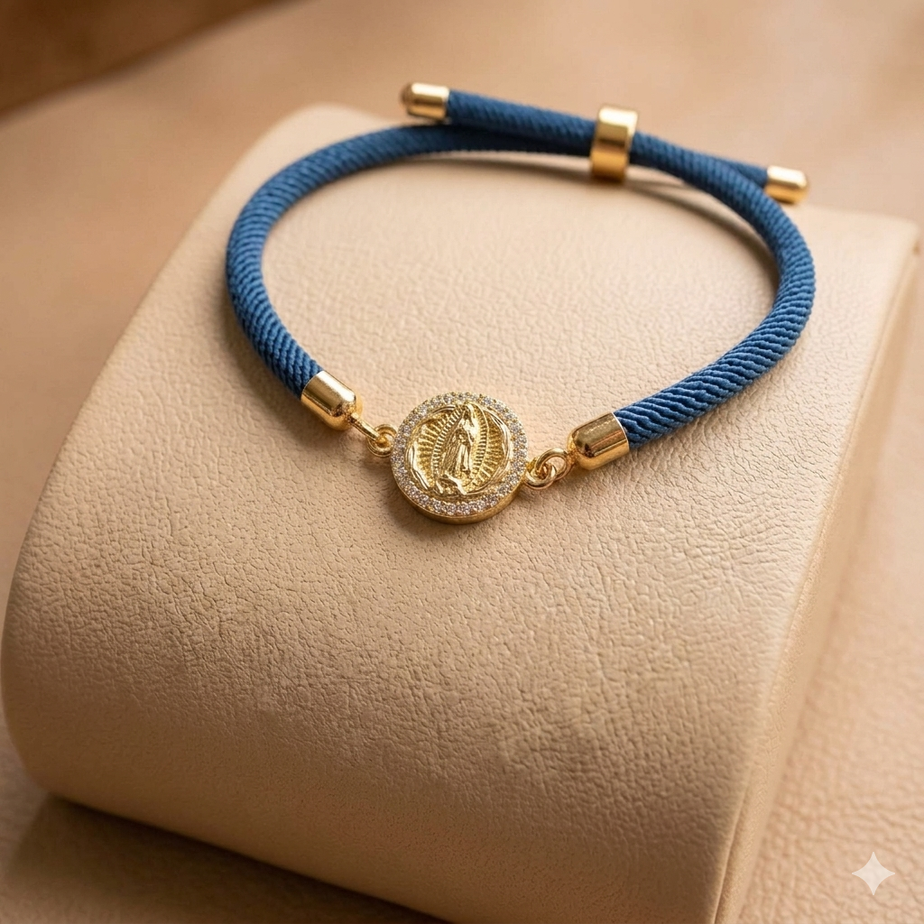 Pulsera Poliéster Azul Virgen de Guadalupe