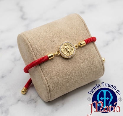 Pulsera Poliéster Rojo Intenso Virgen de Guadalupe