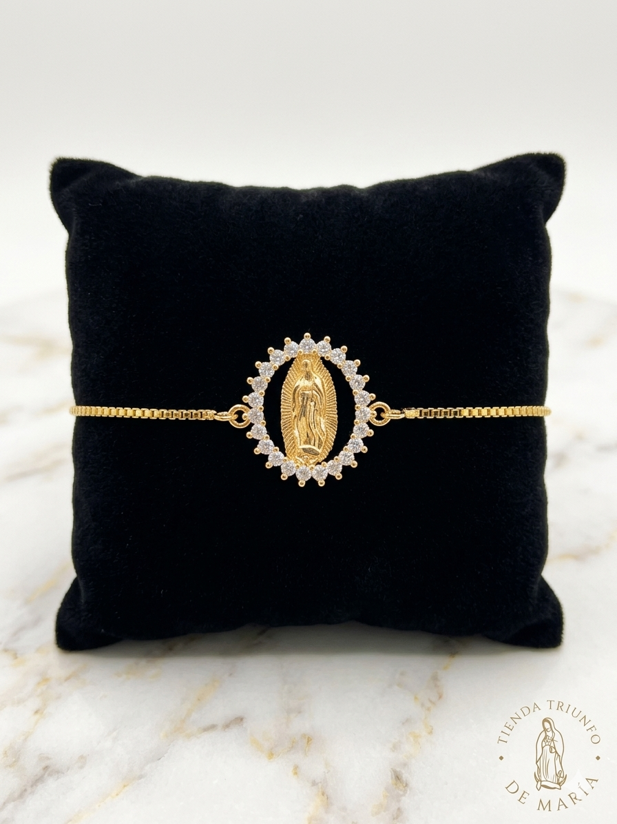 Pulsera de Caja con Esfera Ajustable Virgen de Guadalupe