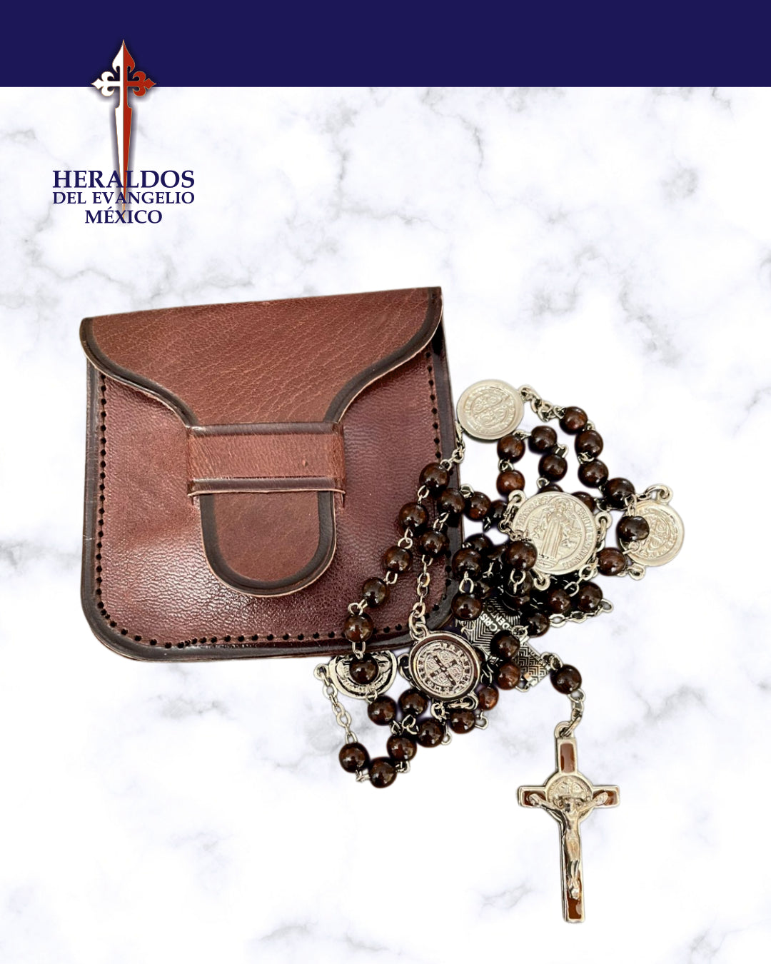 Wooden Rosary with leather case